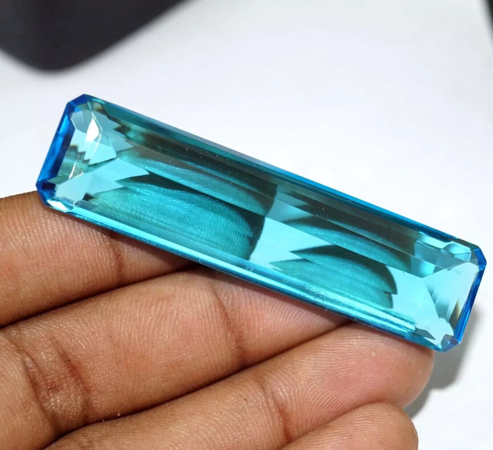 Certified Natural Brazilian 95.50 Ct Sky Blue Emerald Cut Topaz Loose Gemstone