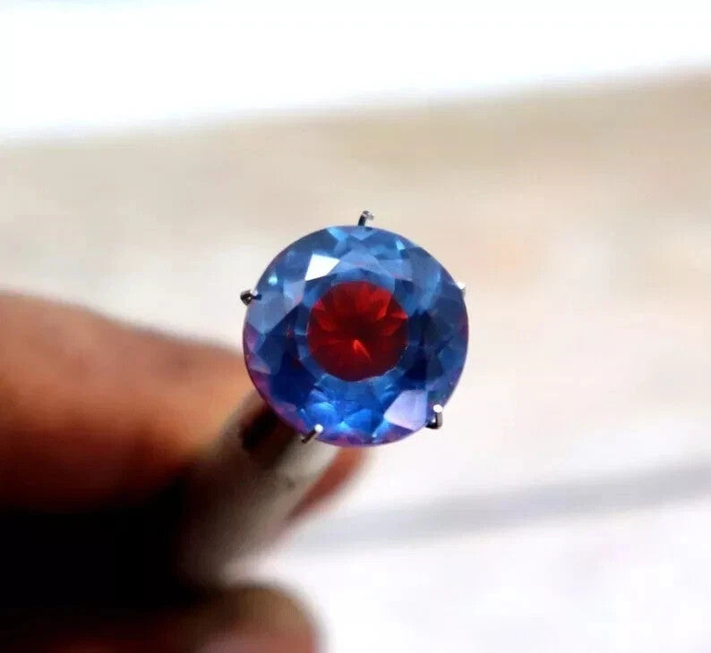 Natural Rare Found 8-10 Ct Pitambari Sapphire Bi-Color Round Cut Loose Gemstone