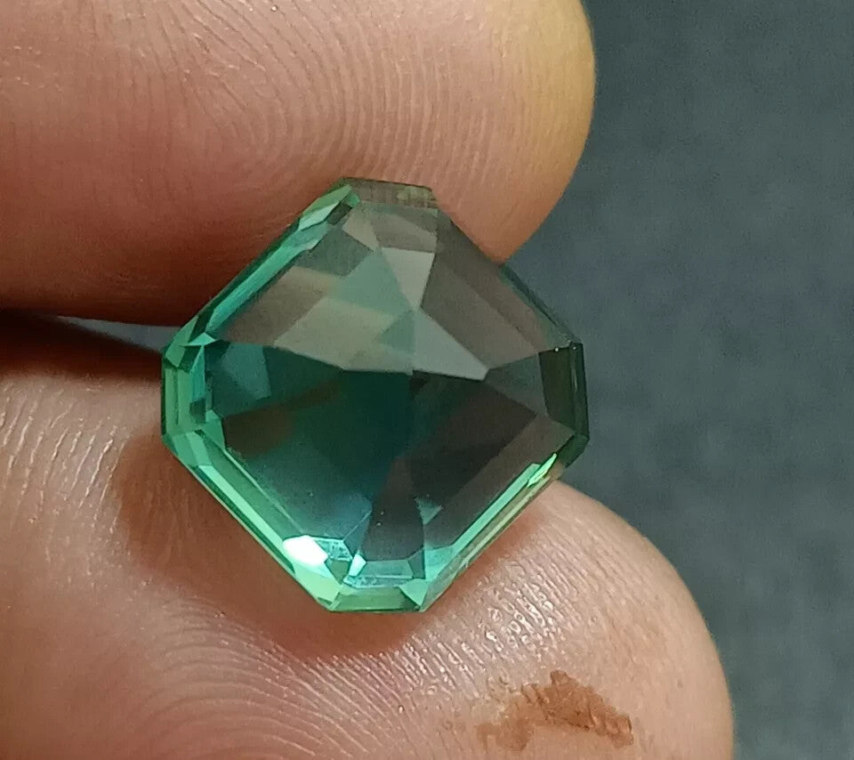 9.20 Ct Natural Green Sapphire Flawless EGL Certified Asscher Cut Loose Gemstone