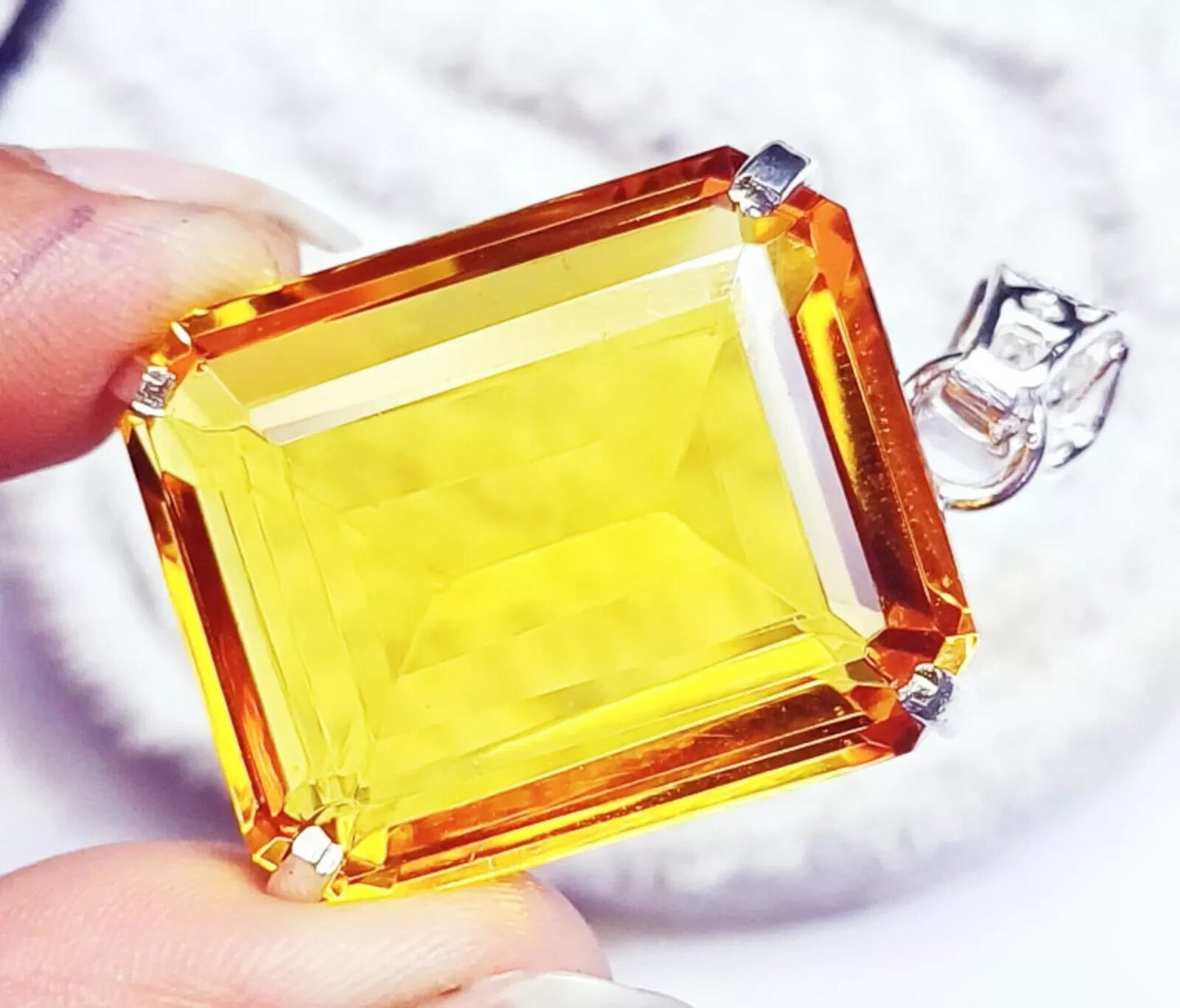 Orange Topaz GS Solid Silver Pendent Loose Gemstone 96.70 Ct Certified