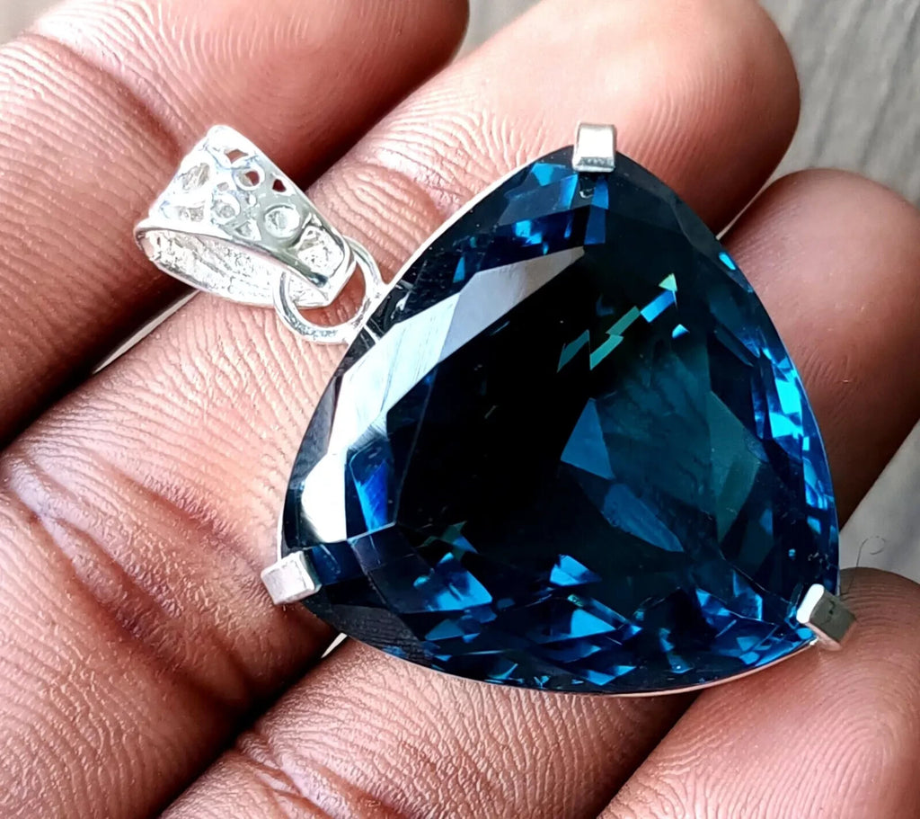 London Blue Topaz Pendant 925 Sterling Silver Pendant Gemstone Jewelry 81.50 Ct