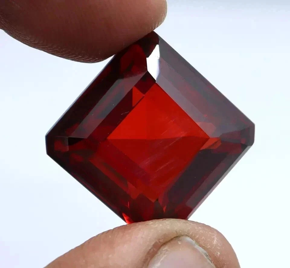 52 Ct Natural Cambodian Red Zircon Asscher Cut Loose Certified Gemstone