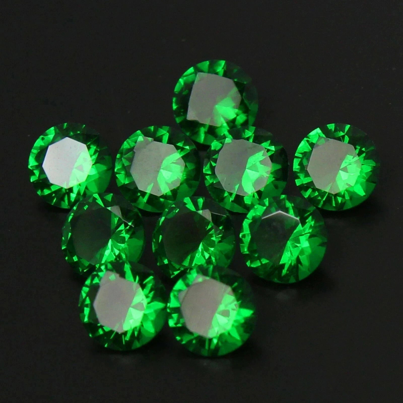 4mm 15 Pcs Exquisite Natural Green Emerald Round Cut Certified Loose Gemstone