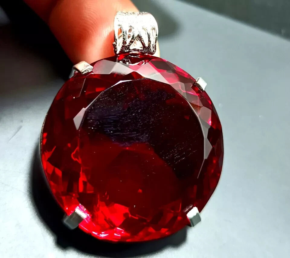 Certified Natural 100 Ct Brazilian Red Round Topaz Pendant Loose Gemstone