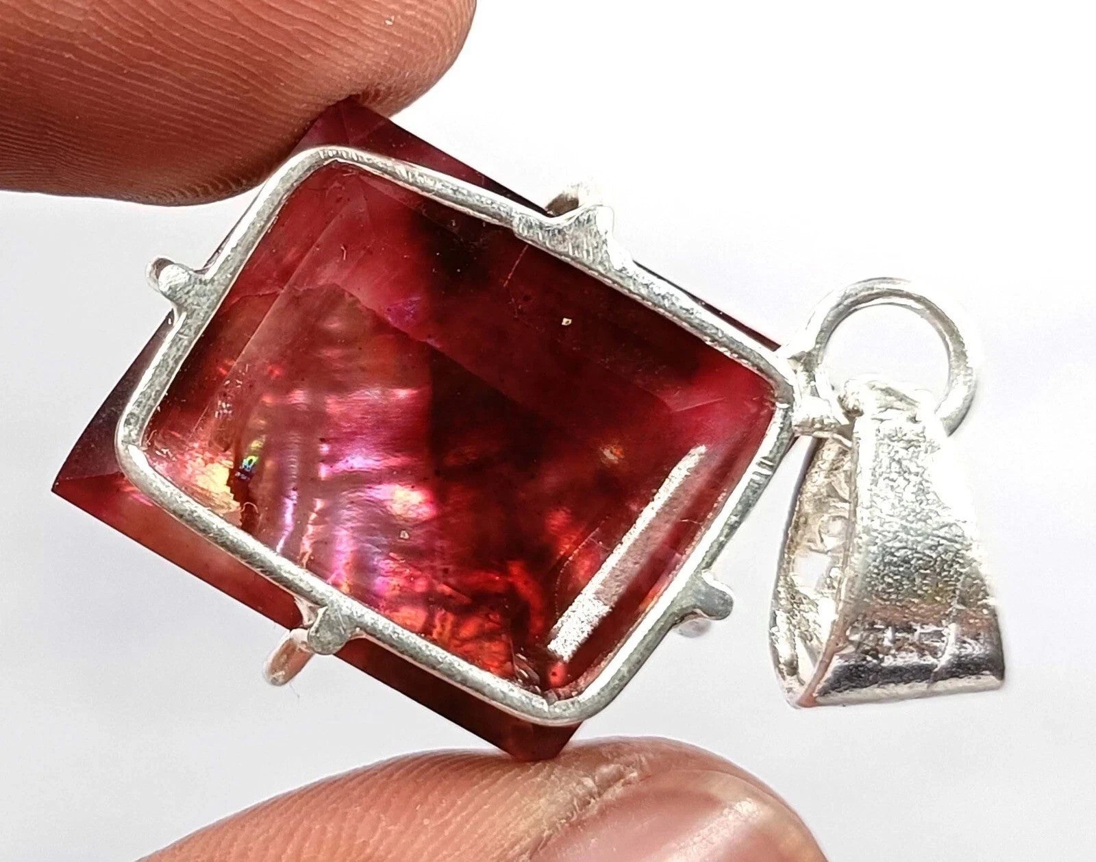 EGL Certified 54.40 Ct Natural Ammolite 925 Solid Silver Pendant Loose Gemstone