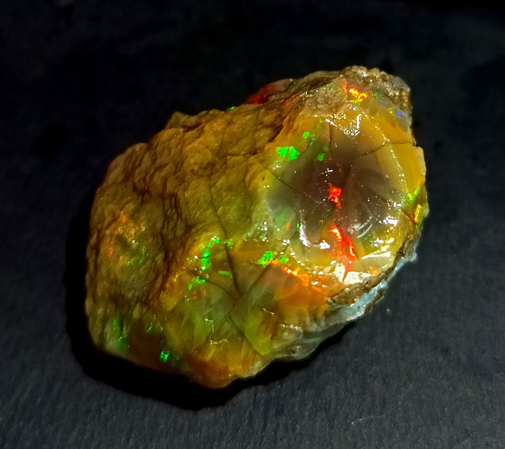A++Play of Color 114.75Ct Natural Ethiopian Black Opal Welo Rough LOOSE GEMSTONE