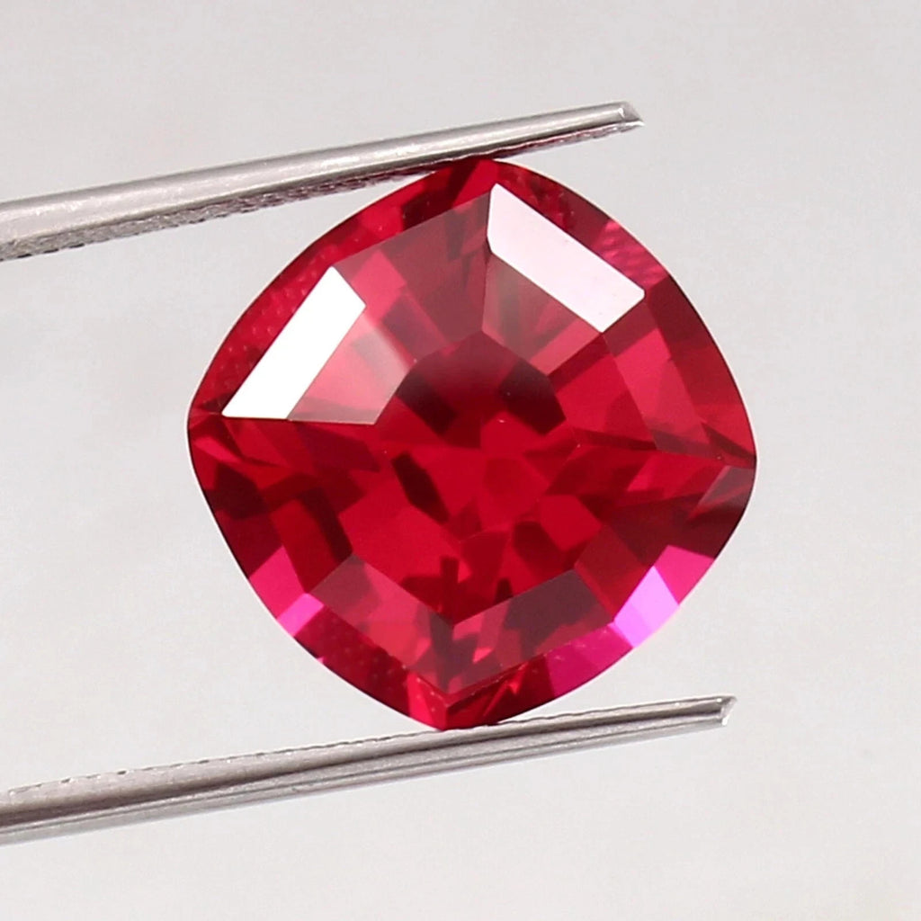 AAA Mozambique Pegion Red Ruby Mastercut Cushion Loose Stepcut Gemstone 15x15 MM