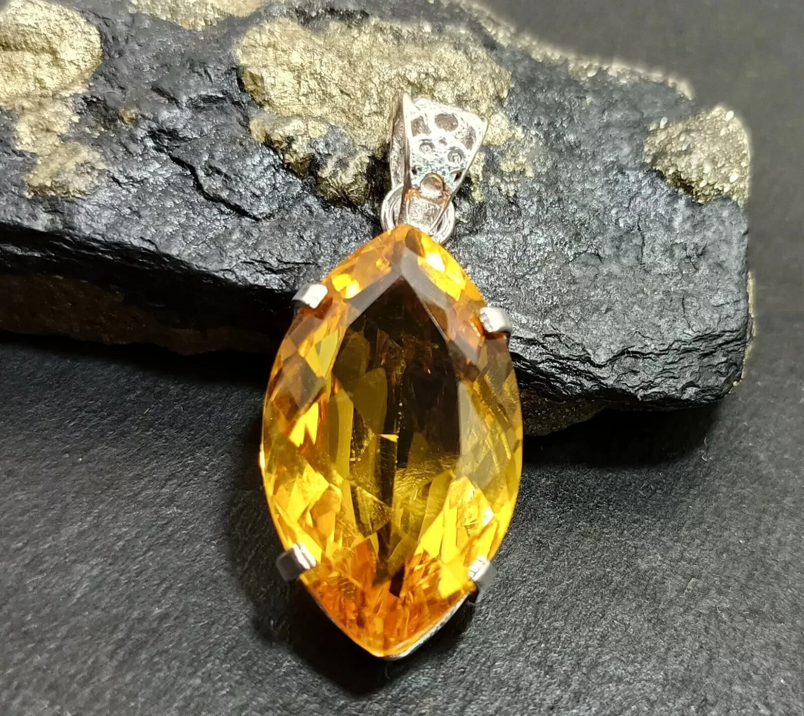 Certified Natural 53.30Ct Brazilian Yellow Marquise Topaz Pendant For LOVE ONES