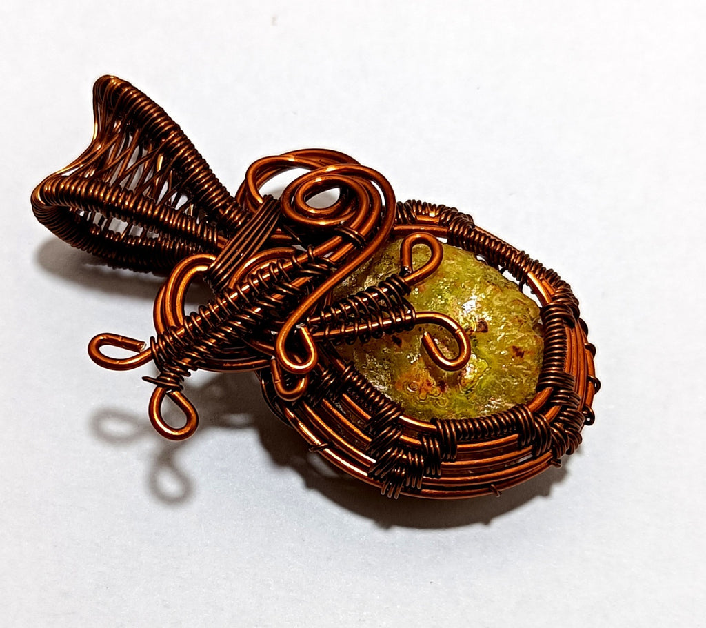 63.00 Ct Copper Rambo Agate Gems Copper Wire wrapped Handmade Jewelry Pendant