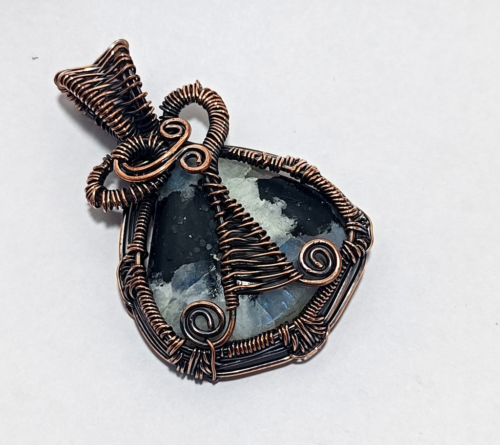 92.55 Ct GIE Certified Copper Zebra Wire Wrapped Handmade Pendant Gift For Mom