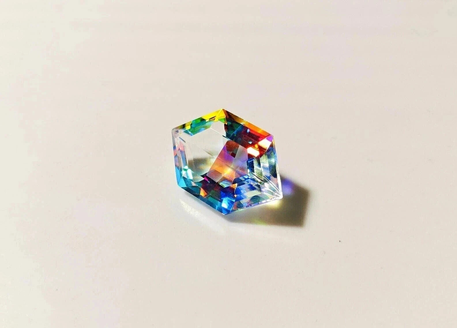 AAA+Natural Certified 55 Ct +Fancy Cut Nice Rainbow Mystic Quartz Loose Gemstone