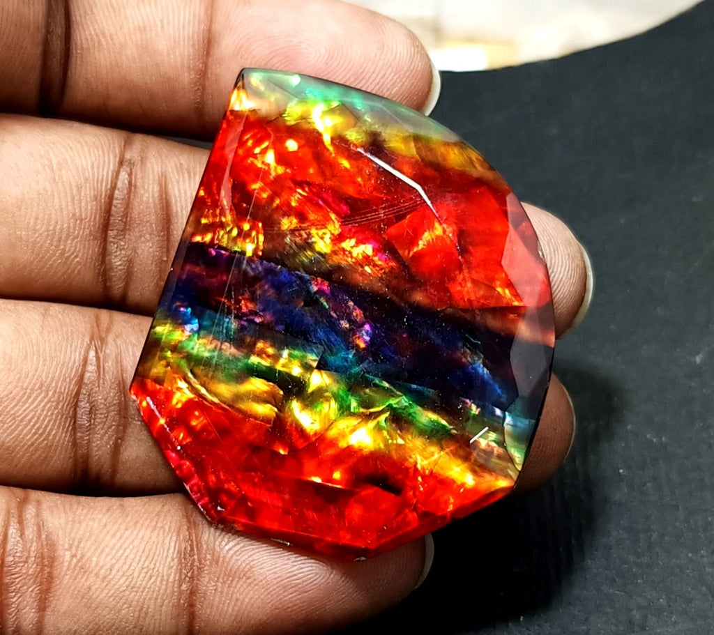 99 Ct Natural Ammolite Oval Opal-Like Organic Doublet Rare Loose GEMSTONE