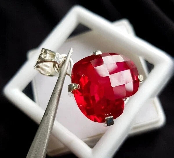 Sterling Silver Plated Heart Cut Natural Ruby Locket 20.95 Ct Certified Pendant