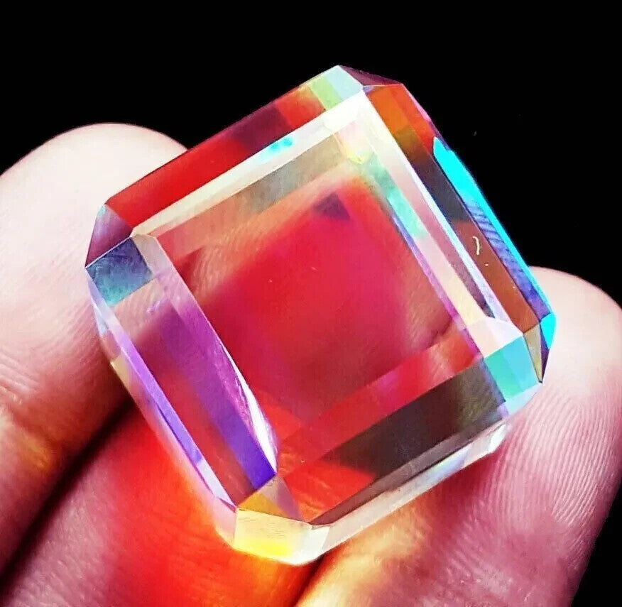 EGL Certified 165 Ct Natural Cube Cut Rainbow Color Mystic Quartz Loose Gemstone