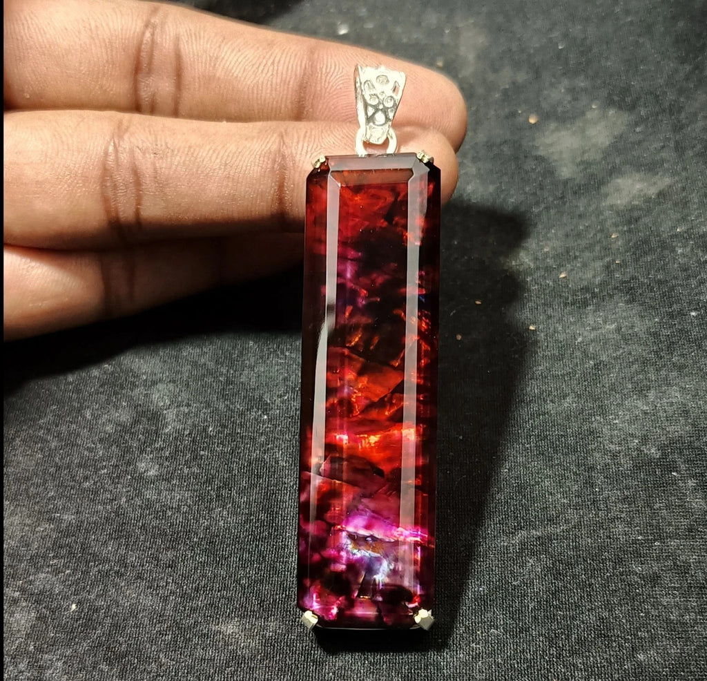 112.95 Ct Natural Ammolite Opal Doublet Pendant Multi-Color Rare Loose GEMSTONE