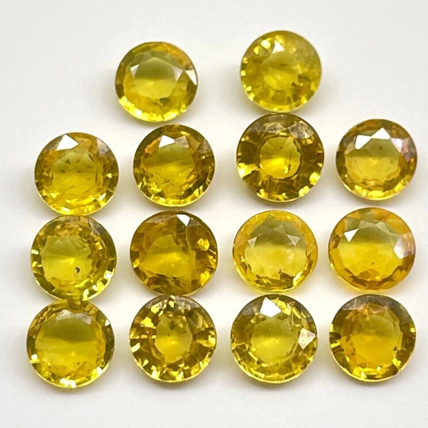 Natural Yellow Color Sapphire 6 mm Round Cut Lot 20 Pcs Certified Loose Gemstone