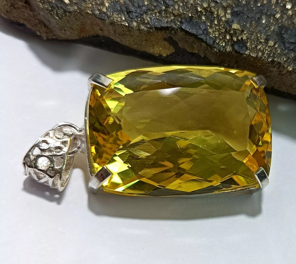 Certified Natural 86.25 Ct Brazilian Cushion Yellow Topaz Pendant Loose Gemstone