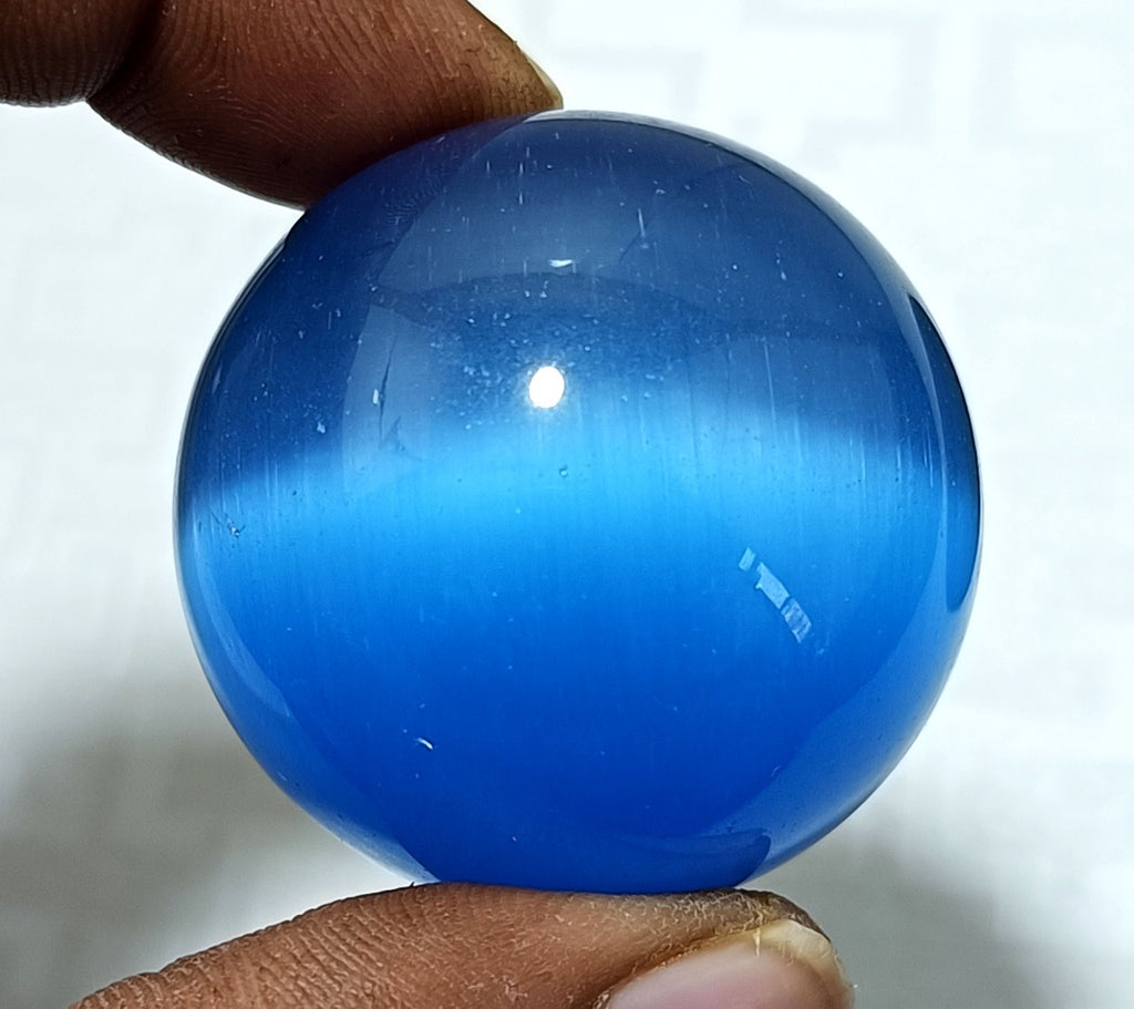 Chrysoberyl 435 Ct Natural BLUE Cats Eye Ball Cut Loose Certified Gemstone