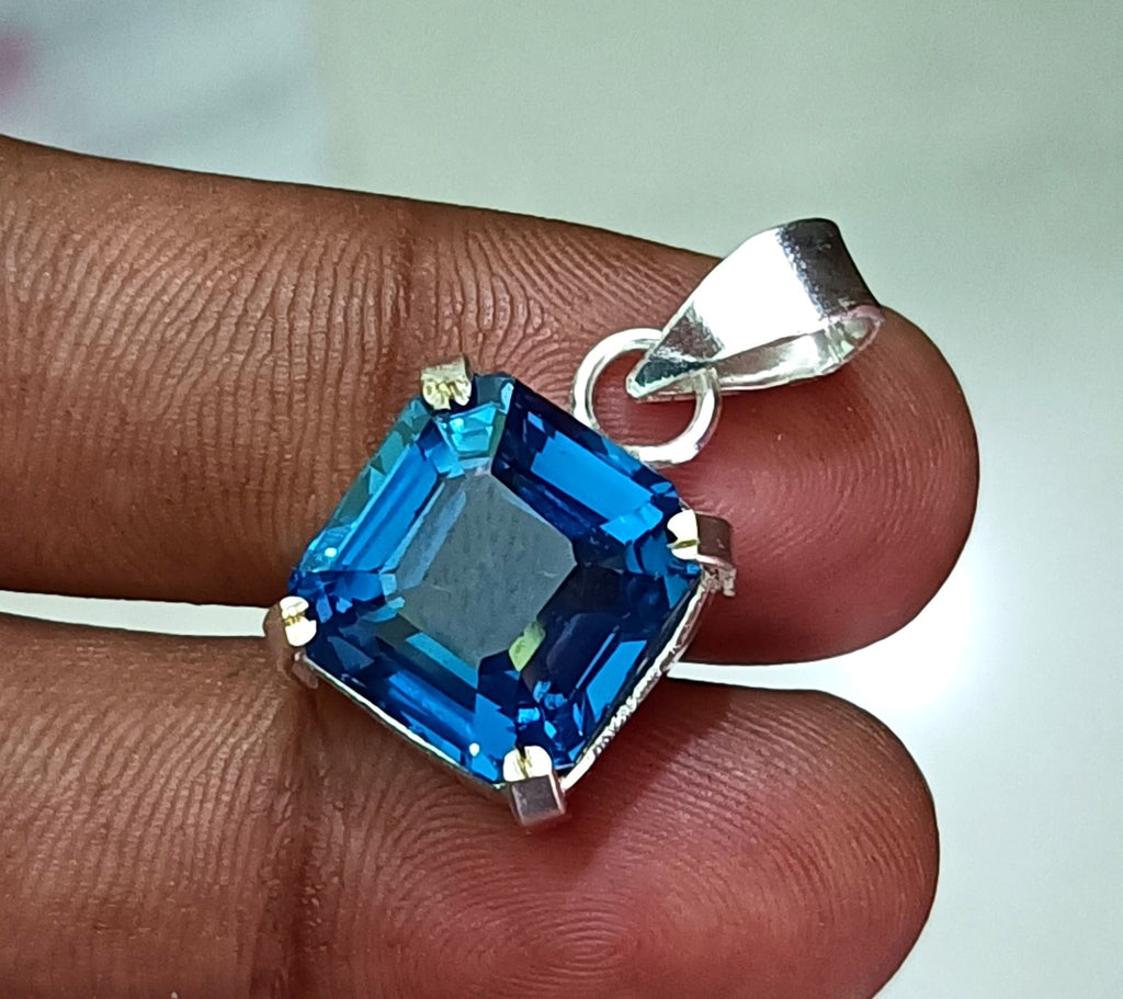 Certified 30 ct Natural Paraiba Tourmaline 925 Silver Pendant Loose Gemstone