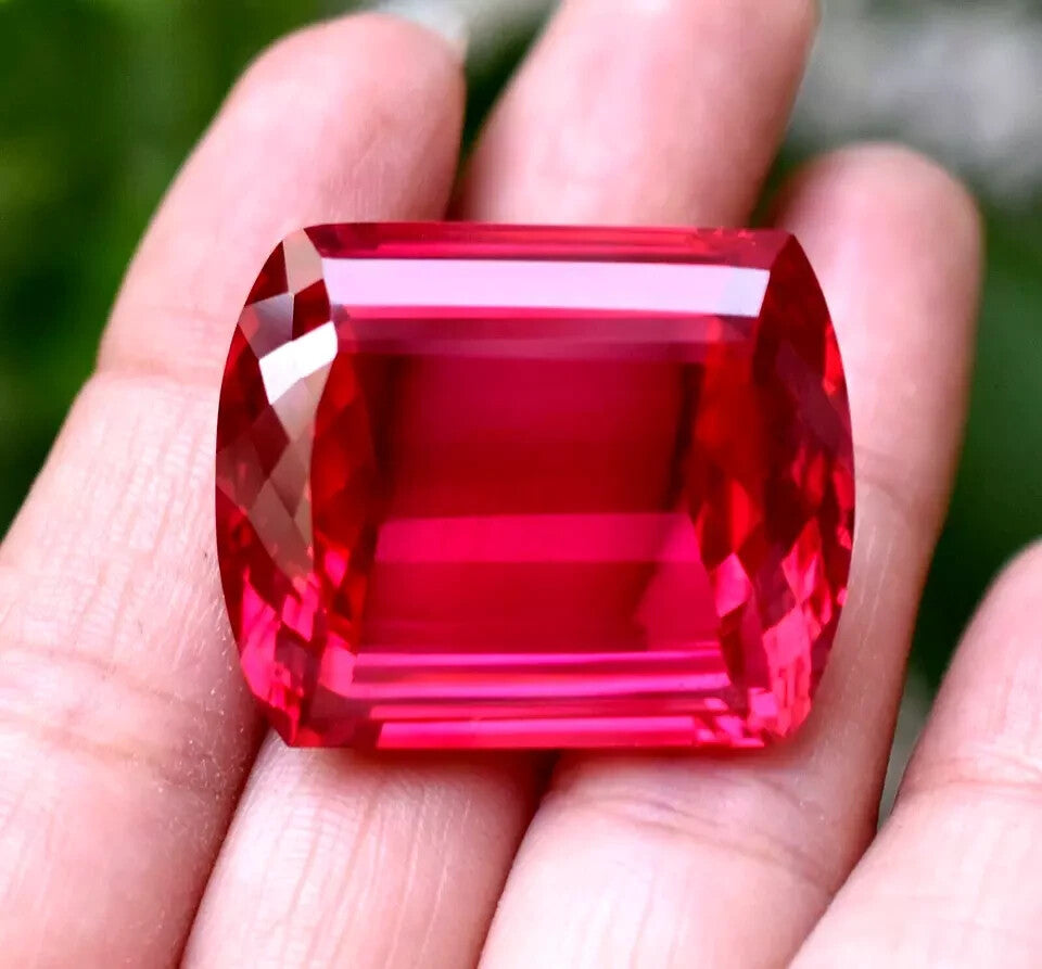 107.85 Ct Natural Red Ruby Mogok Fancy Cut Certified Unheated Loose Gemstone