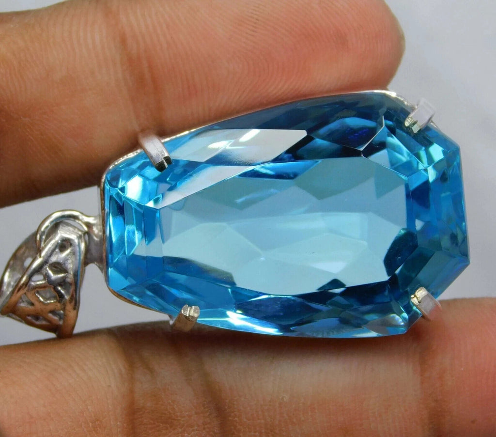 Certified Natural 86 Ct Brazilian Blue FANCY Topaz Pendant Loose Gemstone