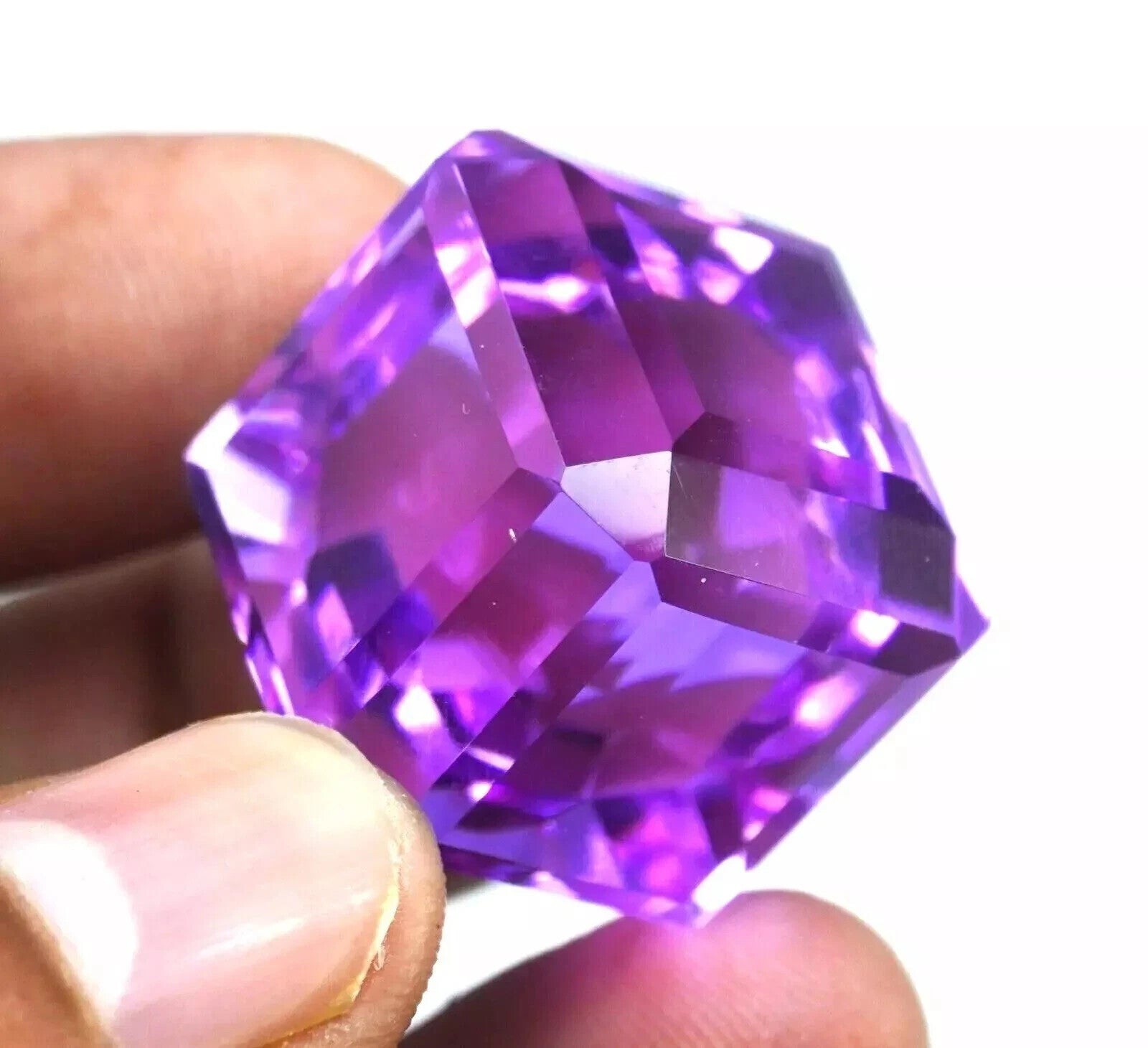 Cube Cut Topaz Purple Pink Color 91.50 Ct Brazilian Loose Gemstone