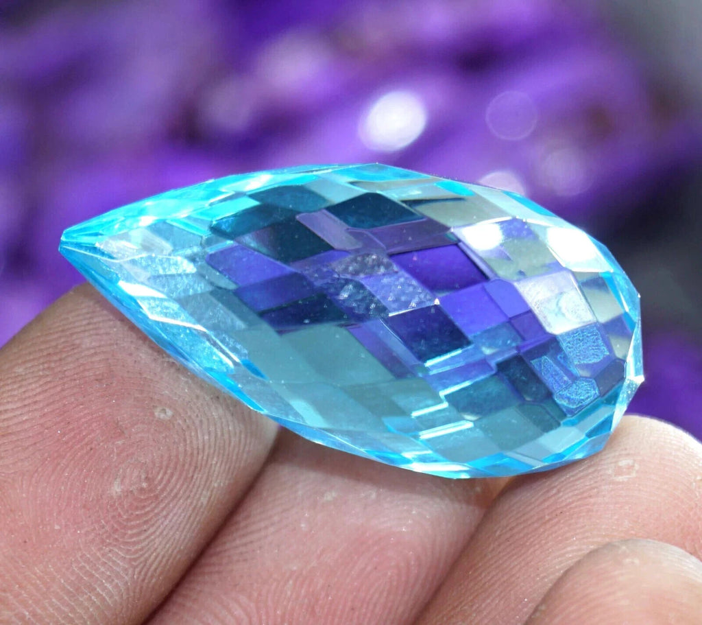 49.35 Ct Drop Cut Natural EGL Certified Brazilian Sky Blue Topaz Loose Gemstone