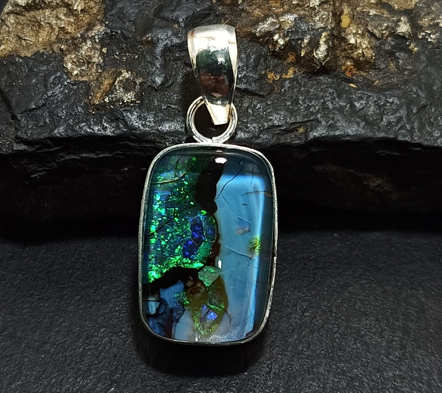 Sterling Silver Cushion Pendant 21.35 Ct Natural Monarch Fire Opal Certified Gem