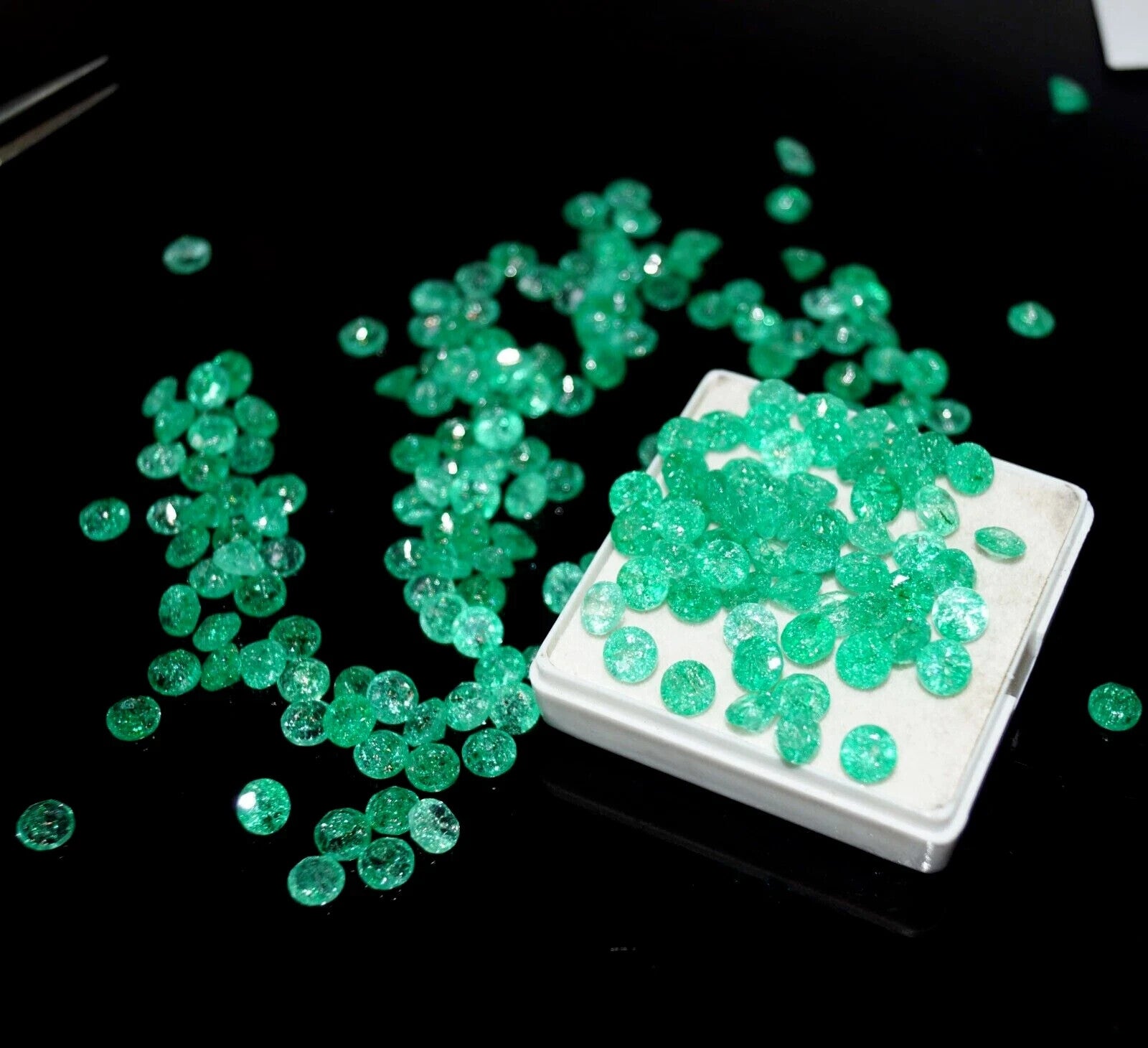 7mm 18 Pcs Natural Colombian Green Emerald Round Loose Certified Gemstones Lot