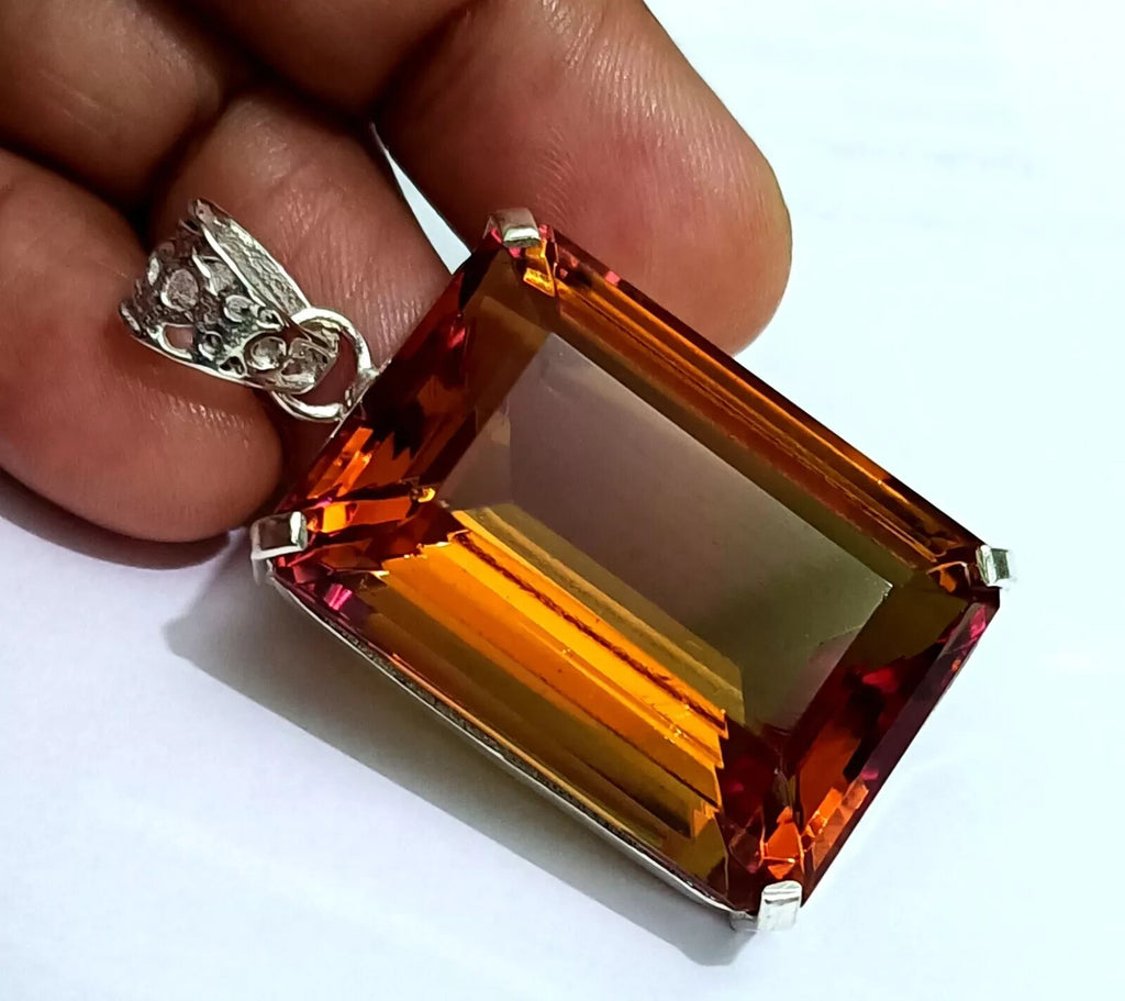 Certified 55.50 Ct+ Natural Zultanite 7 Color Pendant 925 Silver Loose Gemstone