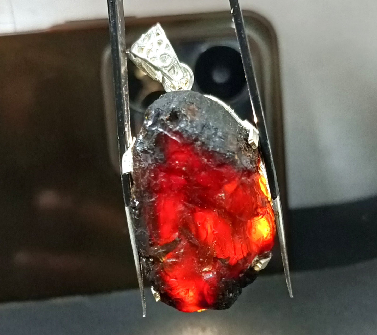 Natural Handmade 55.35 Ct Amber Rough Sterling Solid Silver Pendant Gemstone