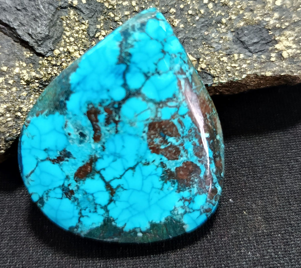 57.15 Ct Natural Turquoise Arizona blue Pear Cut Loose Gemstone With Free Gift