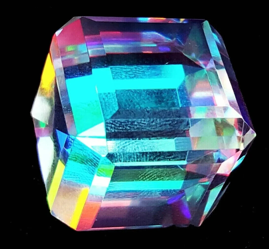 EGL Certified 165 Ct Natural Cube Cut Rainbow Color Mystic Quartz Loose Gemstone