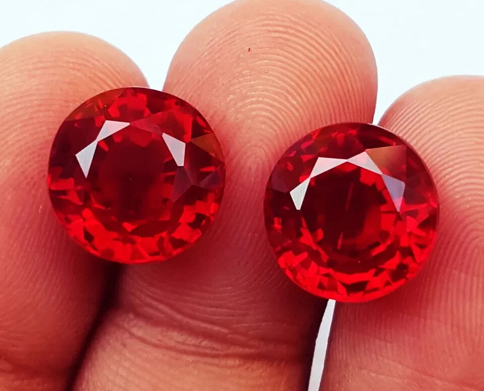 18 Ct Natural Bloody Red Ruby Round Cut Certified Loose Gemstone Pair H04