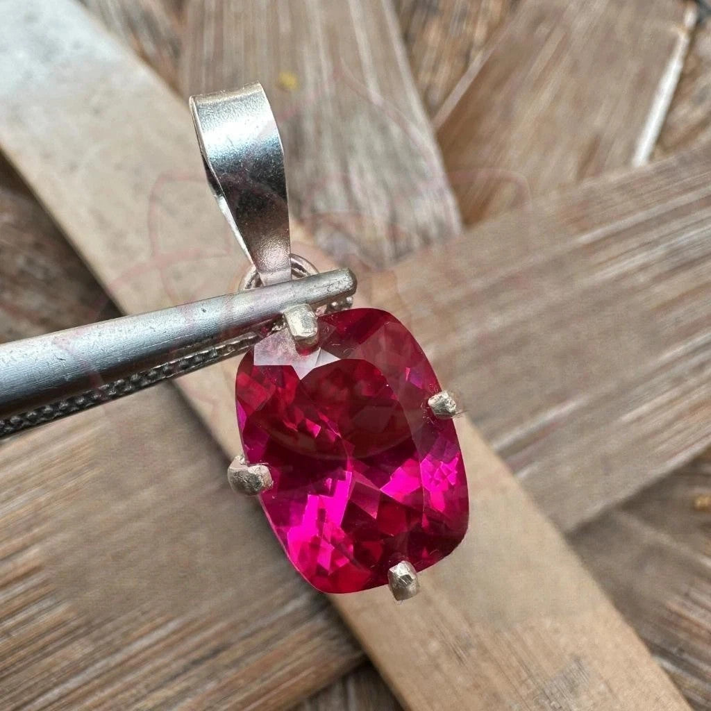 Certified 15.15 CT Natural Pink Ruby Loose Gemstone Pendant 925 Solid Silver