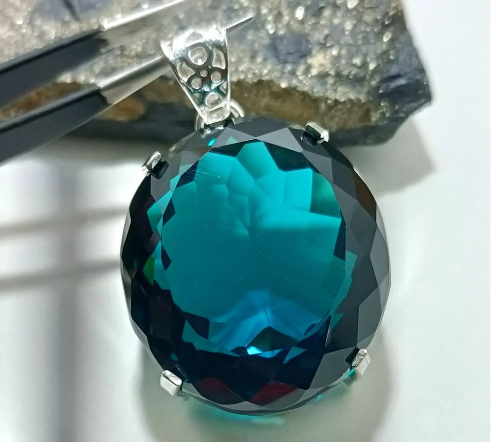 London Blue Topaz Pendant 925 Sterling Silver Pendant Gemstone Jewelry 132.00 Ct