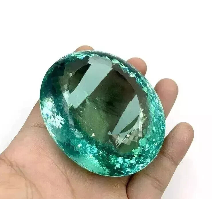 Ocean Blue 256.55 Ct Certified Huge Topaz Oval Cut Brazilian Flewless Gemstone