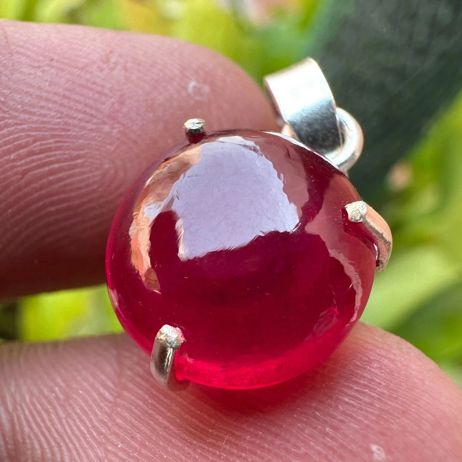 20.90 Ct Natural Ruby Cabochon Pendant Necklace in 925 Silver Handmade Jewelry