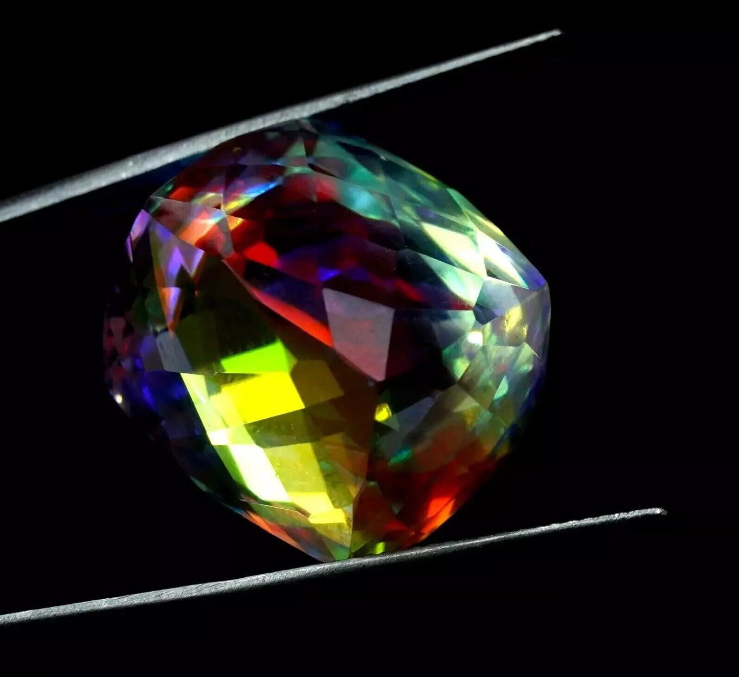 Natural Rainbow Brazilian Mystic Quartz 43.5 Ct Cube CUT FLAWLESS GEMSTONE