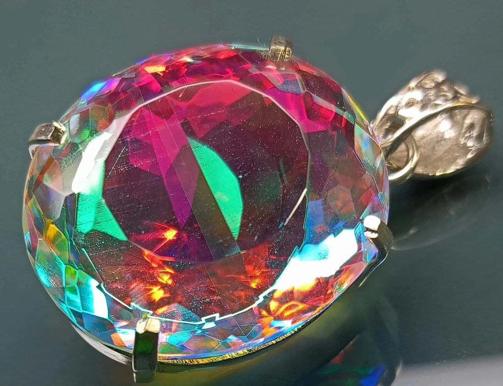 65.80 Ct EGL Certified Natural Mystic 925 Solid Silver Pendant Loose Gemstone
