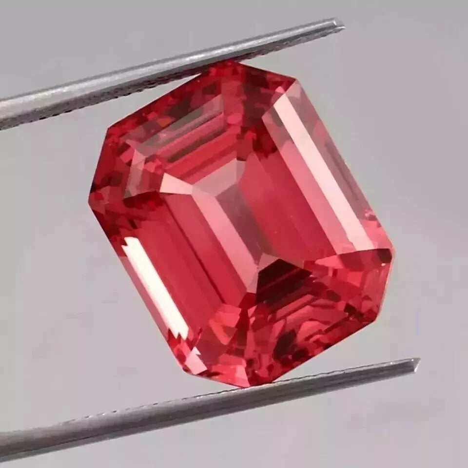 Natural Flawless Ceylon Padparadscha Sapphire Emerald Cut Loose Gemstone 10 Ct