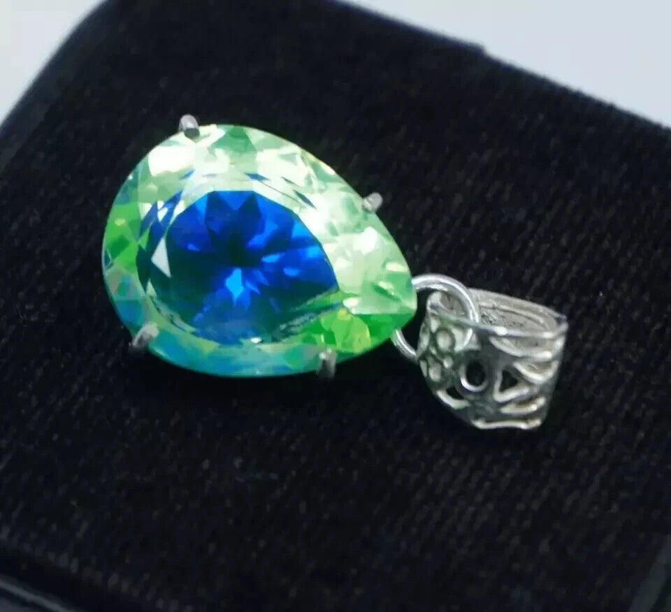 Natural Pitambari Sapphire Certified 30.0 Ct+ Loose Gem 925 Solid Silver Pendant