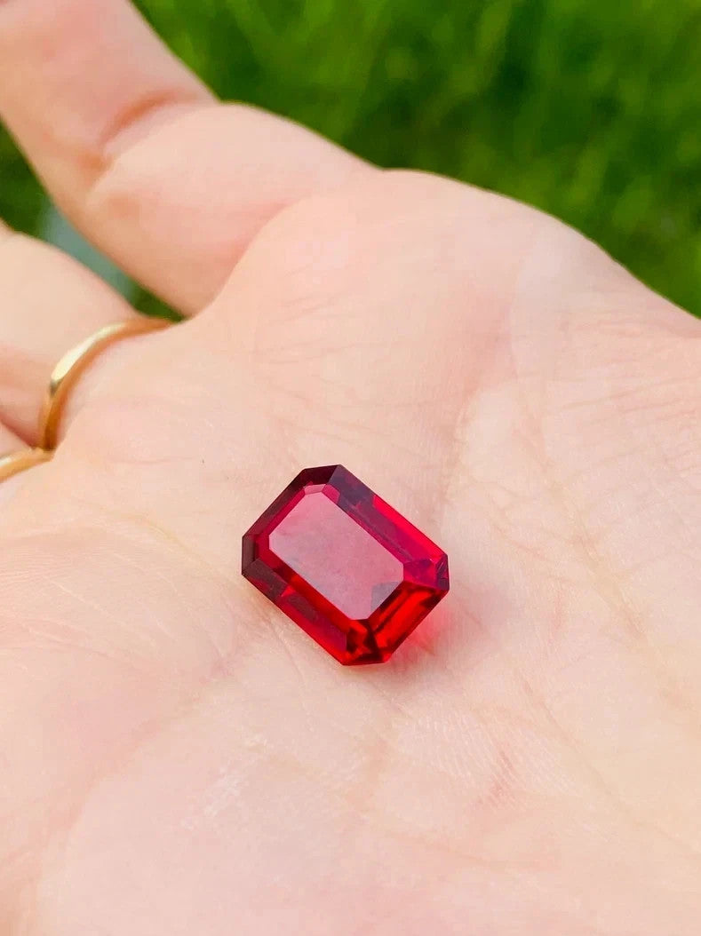 Natural Mozambique Blood Ruby 12.00 Ct Emerald Cut Loose GEMSTONE GIE Certified