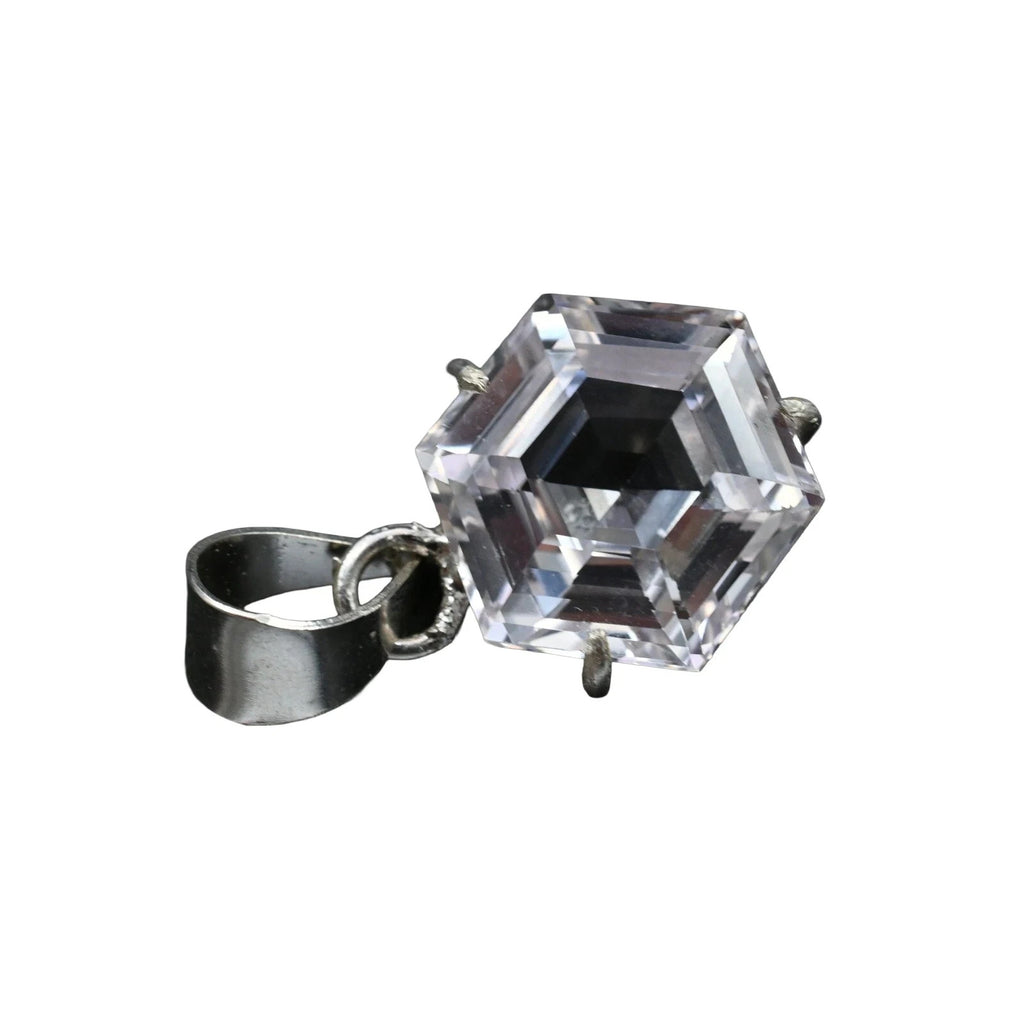 A++ Natural 28 Ct Certified White Sapphire Gemstone 925 Silver solitair Pendant