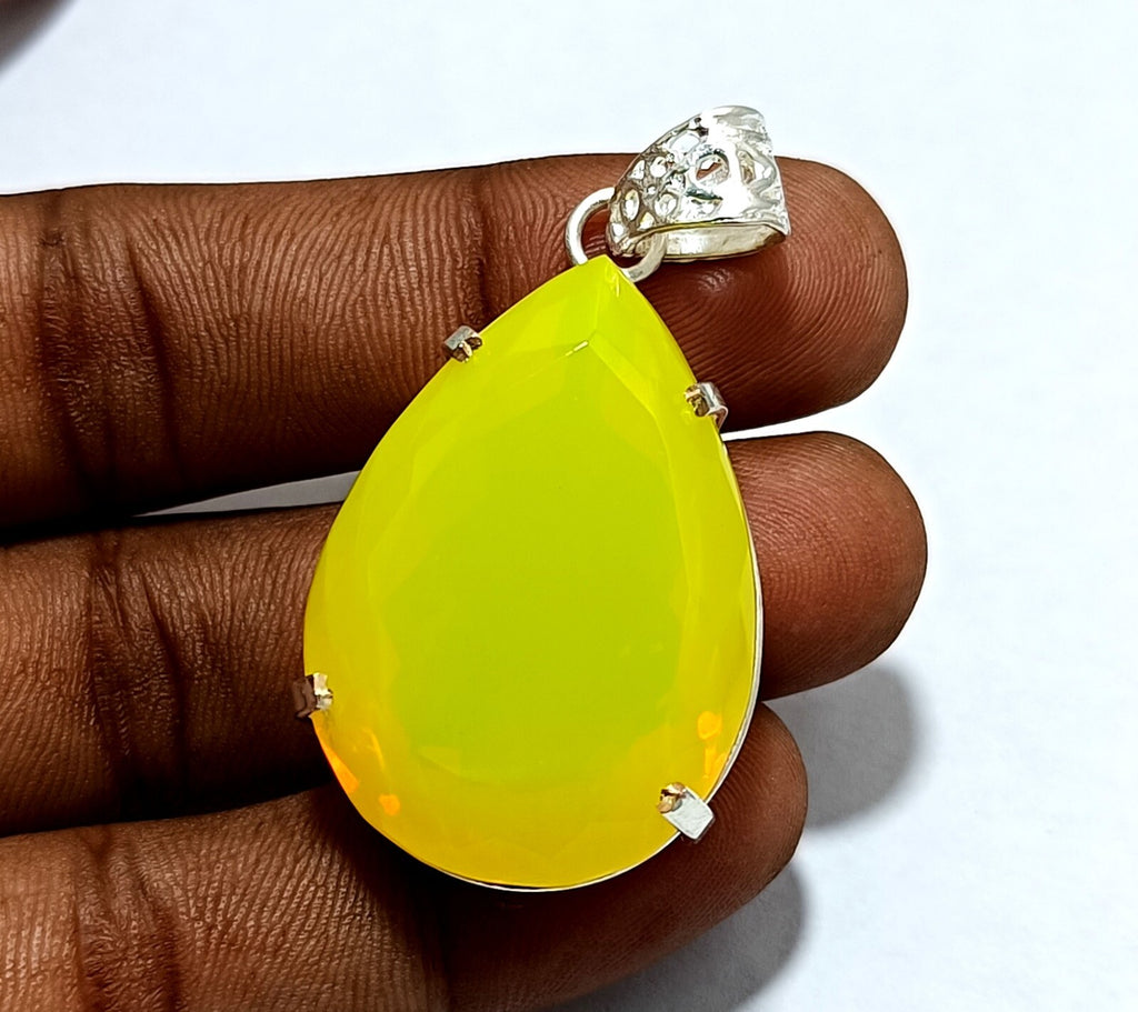 EGL Certified 108.90Ct Natural Opal 925 Solid Silver Pear Pendant Loose Gemstone