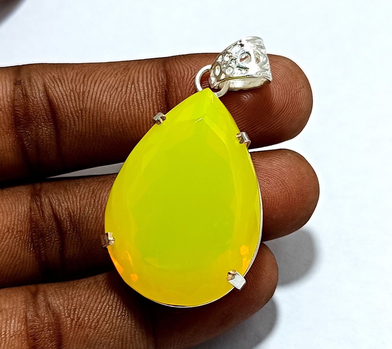 EGL Certified 108.90Ct Natural Opal 925 Solid Silver Pear Pendant Loose Gemstone