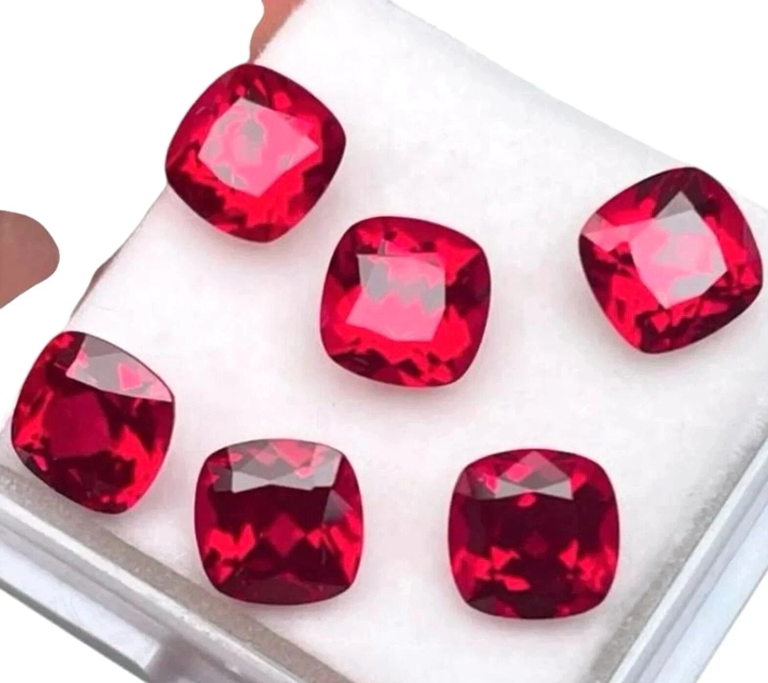 48 Ct Natural Burma Red Ruby Cushion Cut Loose Certified Gemstone Lot 6 Pcs A+
