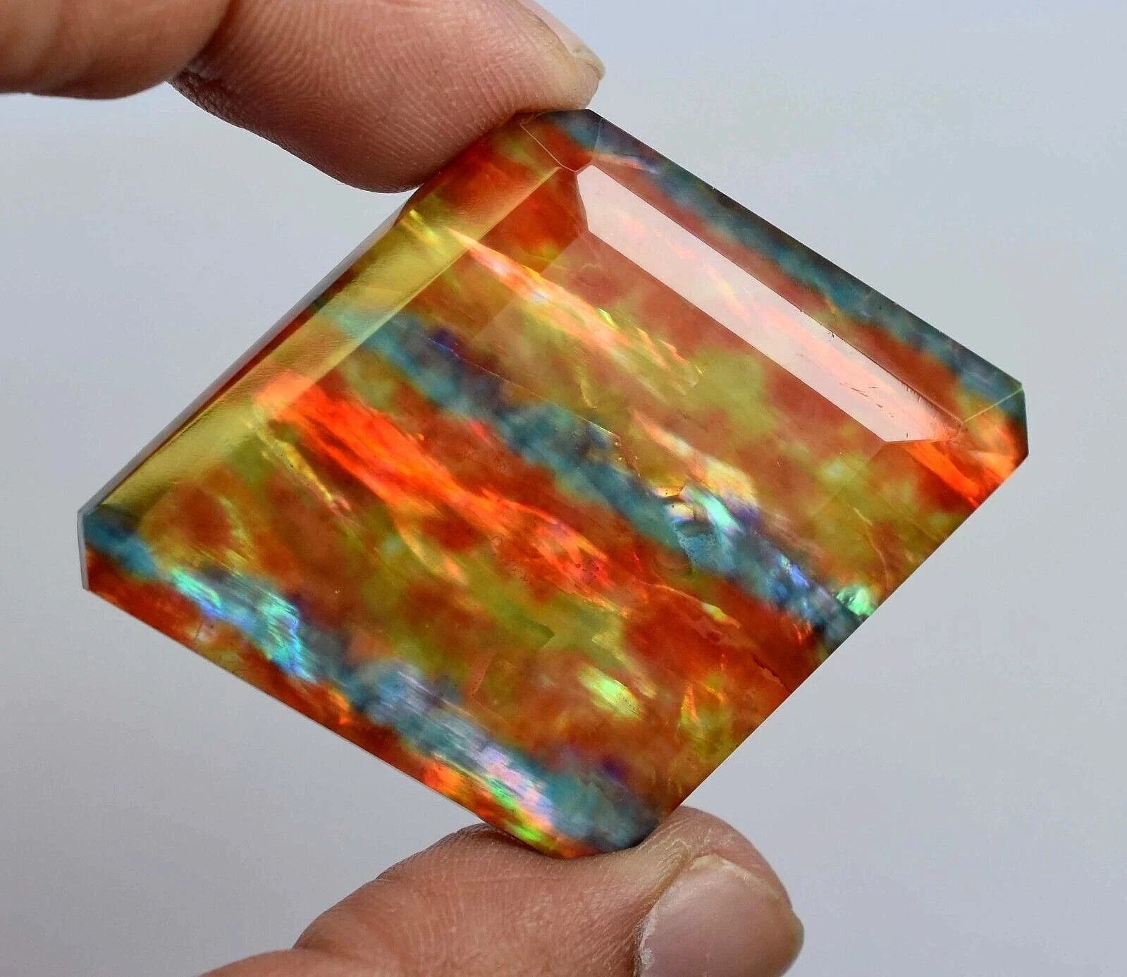 85.10 Ct Natural Ammolite Opal-Like Organic Fancy Doublet Loose Treated GEMSTONE