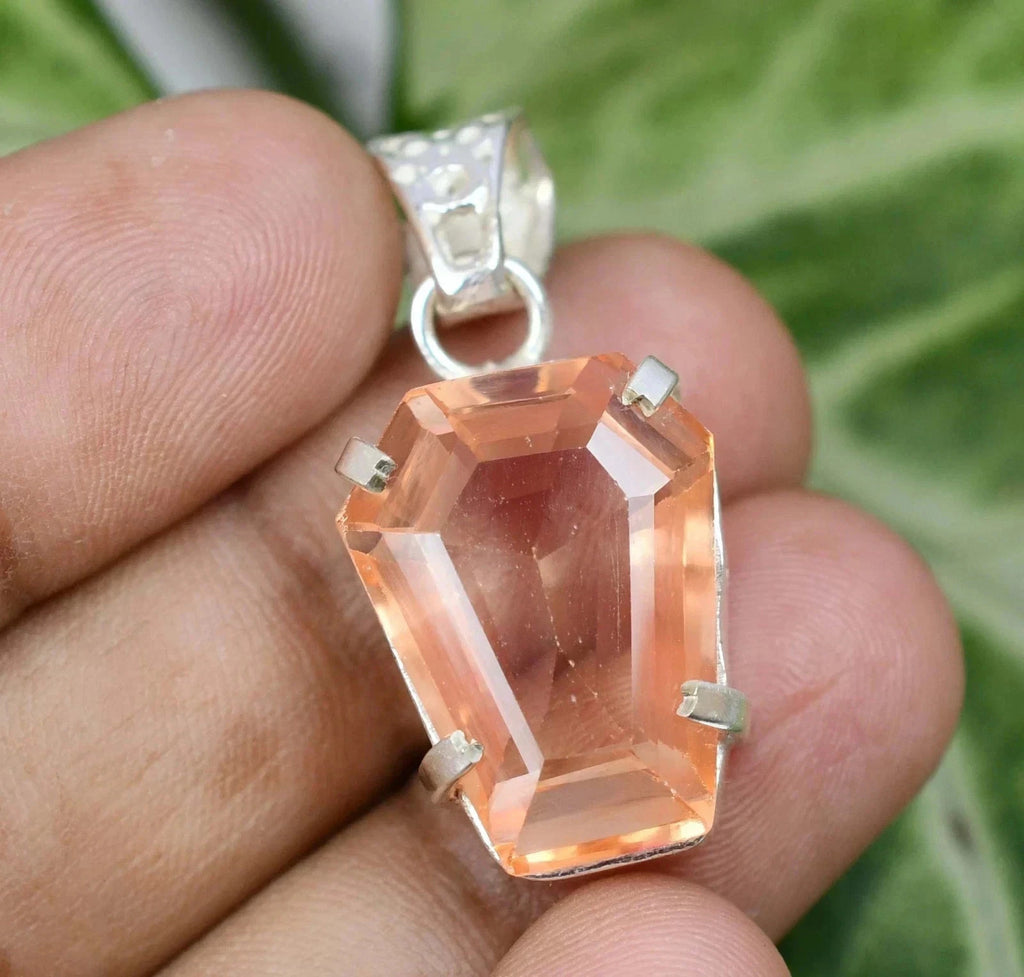 Fancy 20.60 Ct Natural Padparadscha Sapphire 925 Silver Pendant GIE Certified