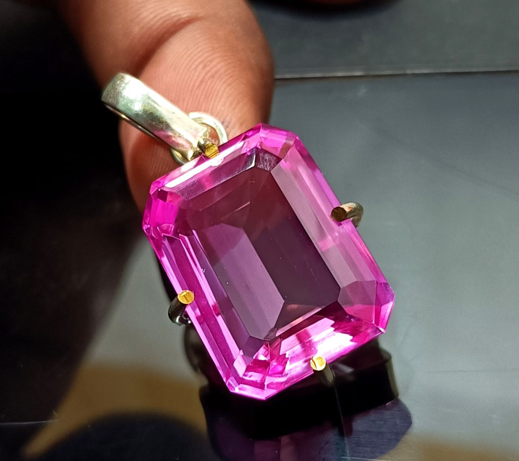 Certified 61.15 CT Natural Padparadscha Sapphire Gems 925 Solid Silver Pendant